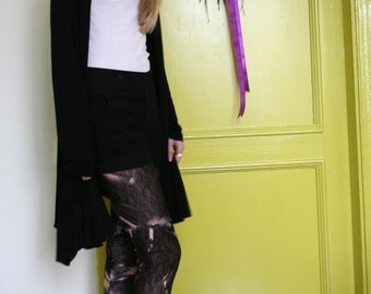 CLEARANCE SALE - Black, pastel pink thick floral lace leggings one pair in M size