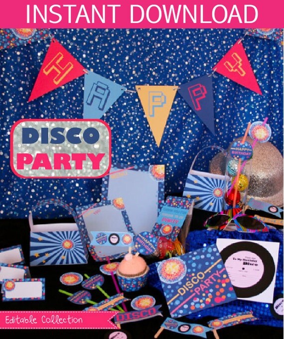 Disco Party Birthday DIY Printable Kit - INSTANT DOWNLOAD Il_570xn