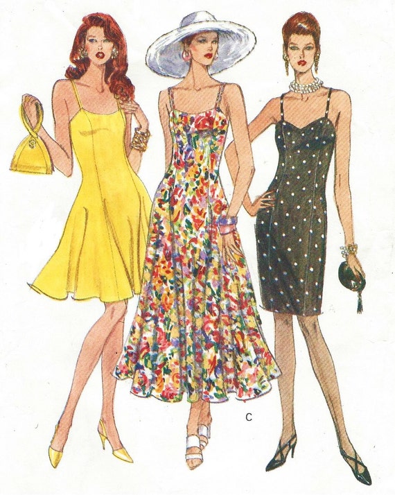 90s Vogue Sewing Pattern 8314 Womens Summer Dress Spaghetti Straps ...