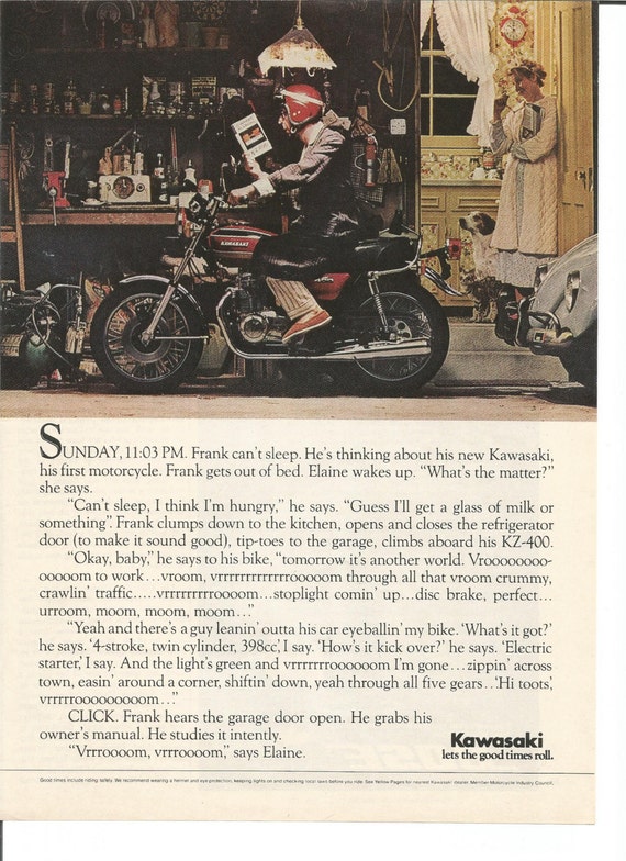 1974 Kawasaki Motorcycle Advertisement 74 70s by fromjanet ...