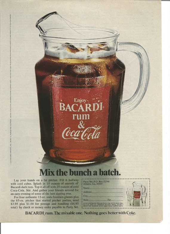 1975 Coca Cola and Bacardi Rum Advertisement by on Etsy