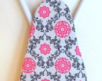 Ironing Board Cover - Pink and Grey floral Fabric - Laundry and Housewares