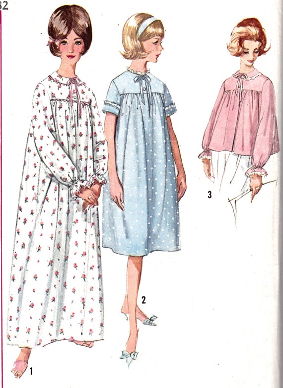 1960s-misses-old-fashioned-nightgown-and-bedjacket