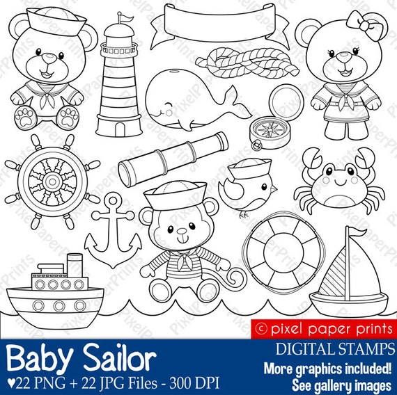 Download Baby Sailor Stamps Digital stamps Clip art