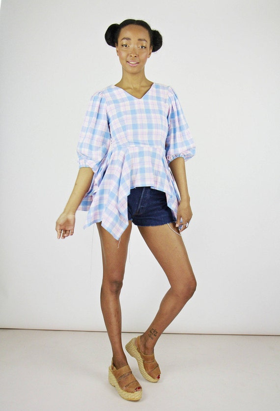 peplum check shirt