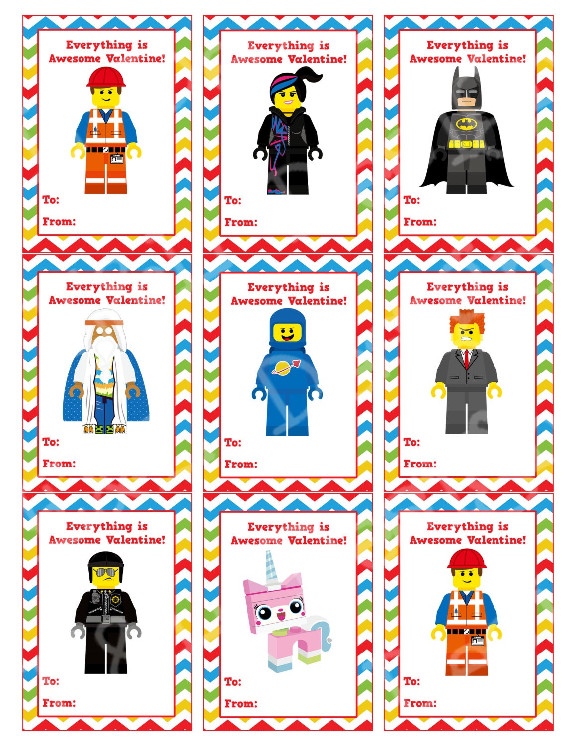 Lego Movie Valentine's Day Cards Valentine's Day by EandLdesigns
