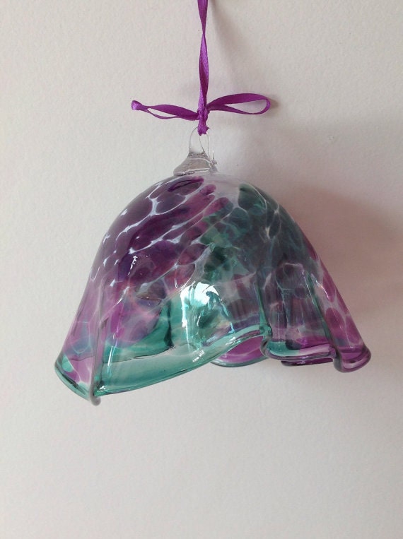 hand blown glass ornament purple orchid and forest by hand blown glass ornament purple orchid and forest by