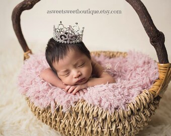 Baby Girl Tiara Baby Girl Crown Baby Tiara Baby Tiara Headband Newborn Headband Princess Crown Princess Photo Prop Rhinestone Crown Headband