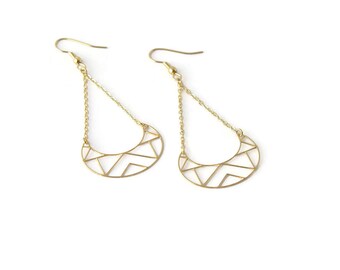 Boucles d'oreille Polygones dorée à l'or fin
