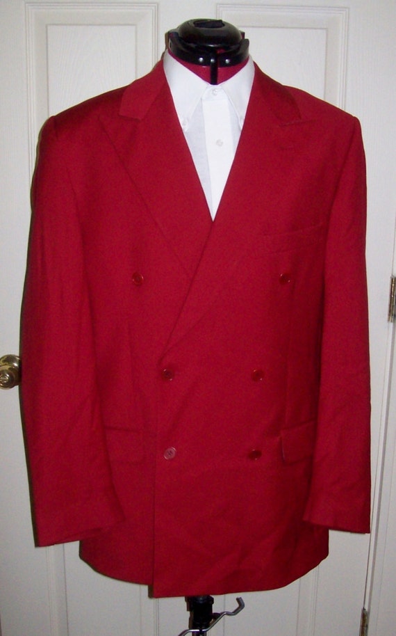 Vintage Men's Red Double Breasted Sport Coat Blazer by