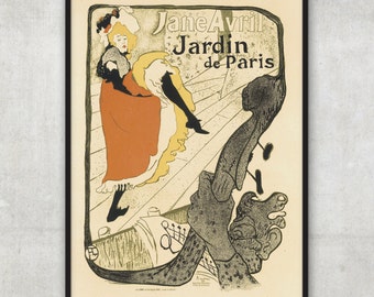 Toulouse Lautrec beautiful Era Vintage - Jardin de Paris, LARGE vintage advertisement,P063
