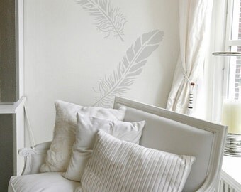 Feather Stencil from The Stencil Studio. Reusable home decor & DIY stencils, simple to use. 10079