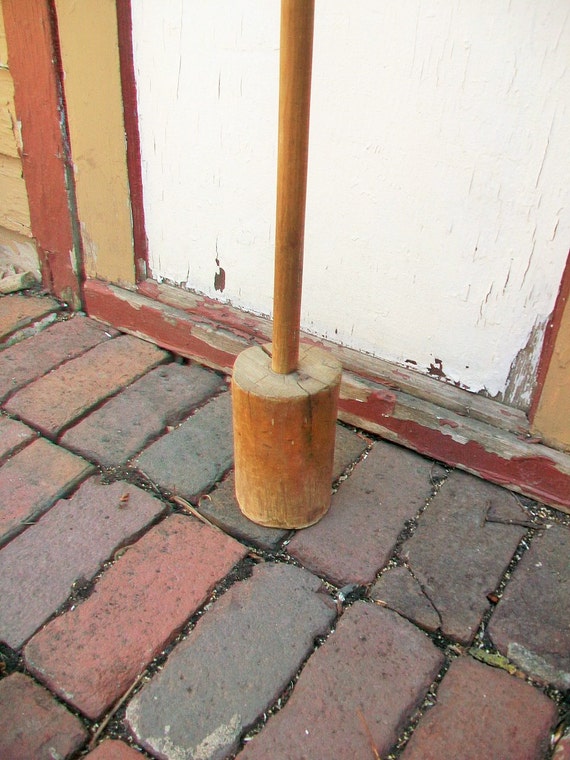 Large Wood Masher Kraut Stomper 27 Inch Primitive Country
