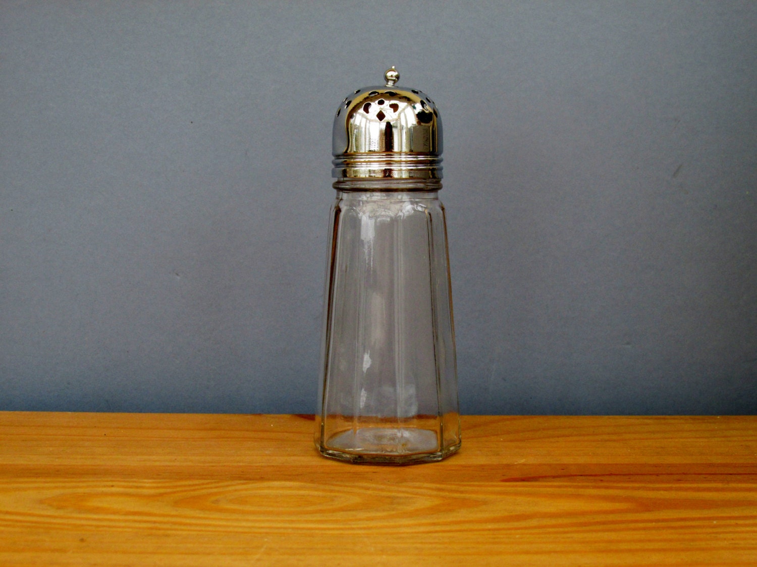 1950s Sugar Shaker Flour Sifter Glass and Chrome Vintage