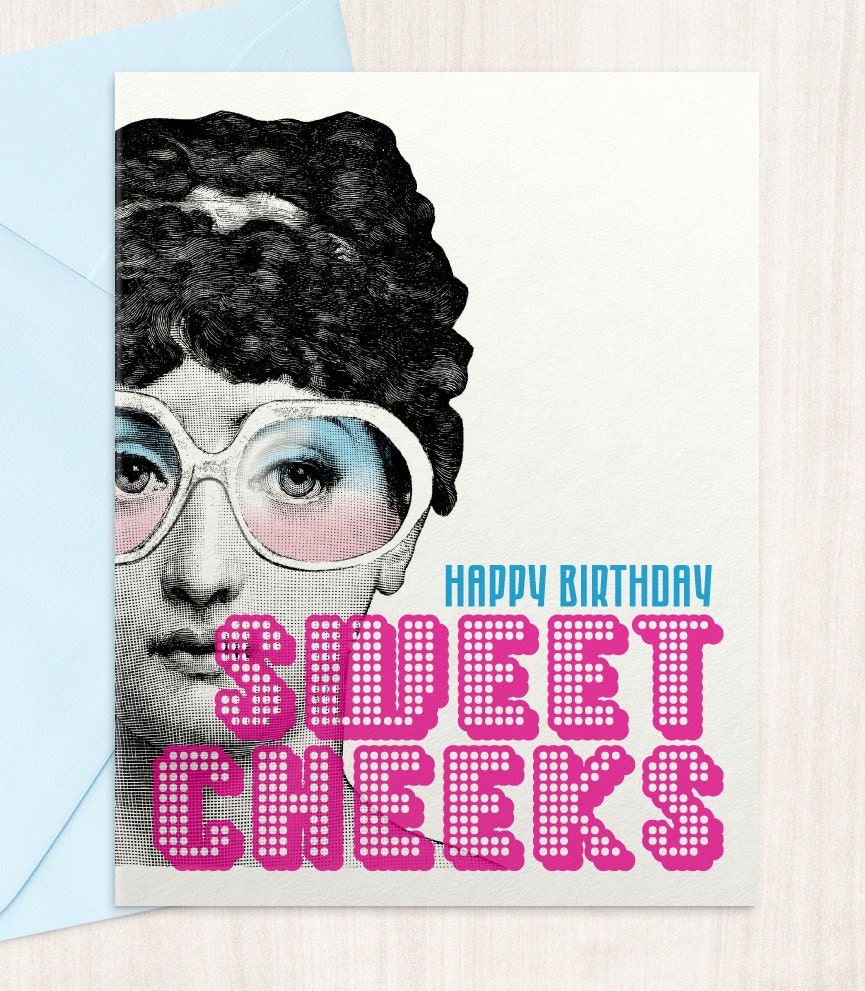 Funny Sarcastic Birthday Card Happy Birthday SWEET CHEEKS