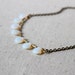 Opalite Teardrop Necklace, Brass Bar Necklace, Simple Necklace, Dainty Necklace