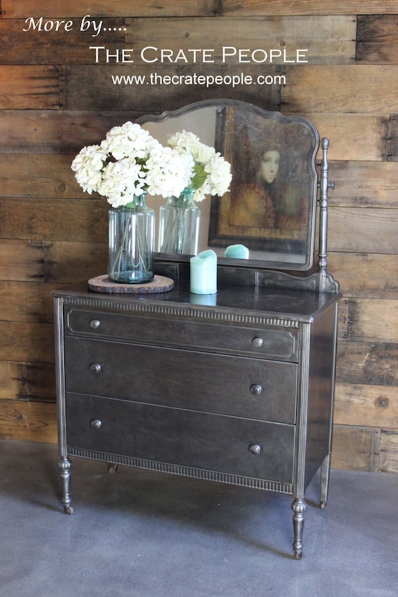Metal Dresser by Simmons Co. ON CASTERS Stripped by FoundInAttic
