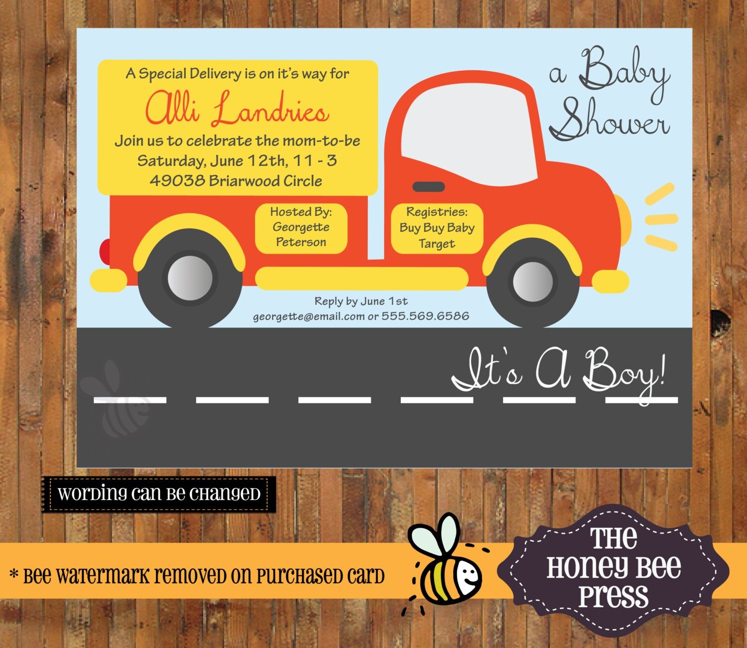 Car Baby Shower invitation Beep Beep Honk by TheHoneyBeePress