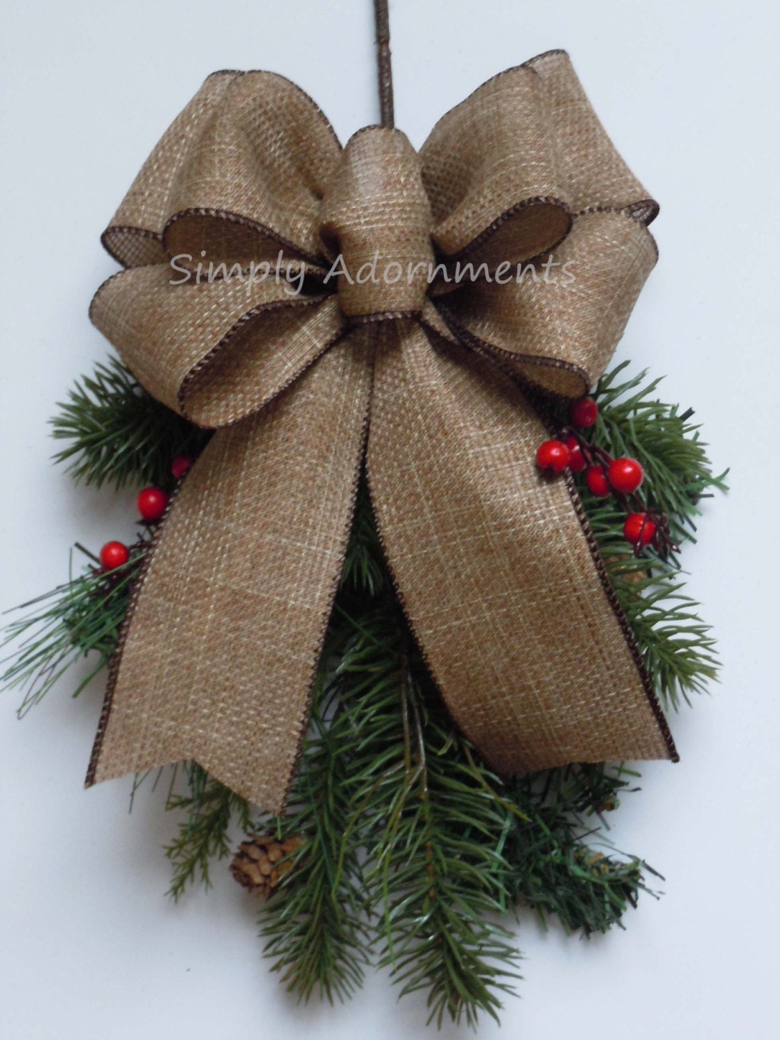 Rustic Burlap Christmas Bow Christmas by SimplyAdornmentsss