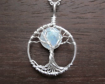 Moonstone Tree of Life Necklace- Rainbow Moonstone Necklace, Crystal- Gift for MIdwife, Doula, Birth, Labor