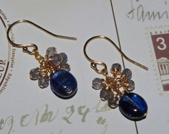 Kyanite and Labradorite 14K Gold Filled Earrings Polished Kyanite and Faceted Labradorite 14K Gold Filled Cluster Earrings