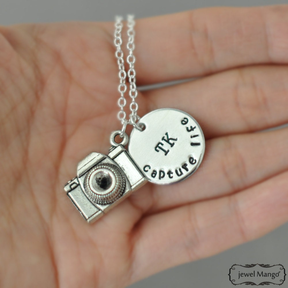 Camera necklace Personalized initial camera necklace Capture