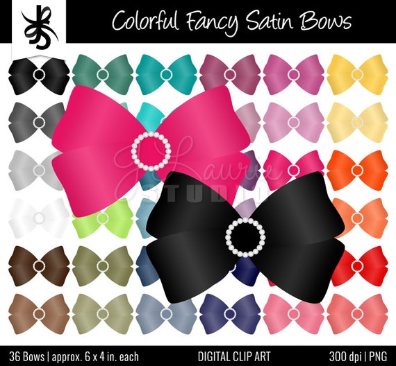 Digital Clipart-Satin Bows-Fancy-Colorful-Pearls-Clipart