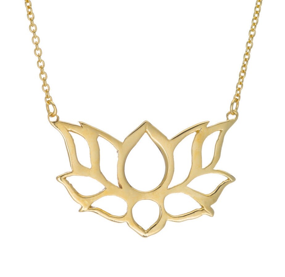 Gold Lotus Necklace 14k Gold Lotus Pendant Lotus Flower