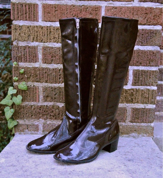 vintage 1960s dark brown go-go boots