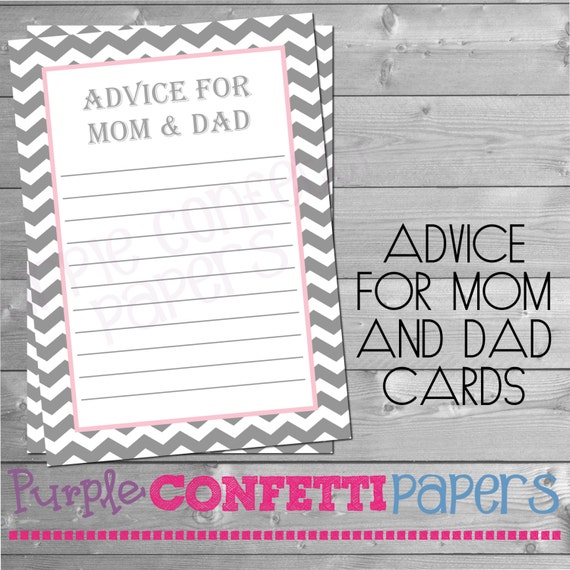 Pink Advice for Mom \u0026 Dad Cards Baby Shower Pink Gray Gray