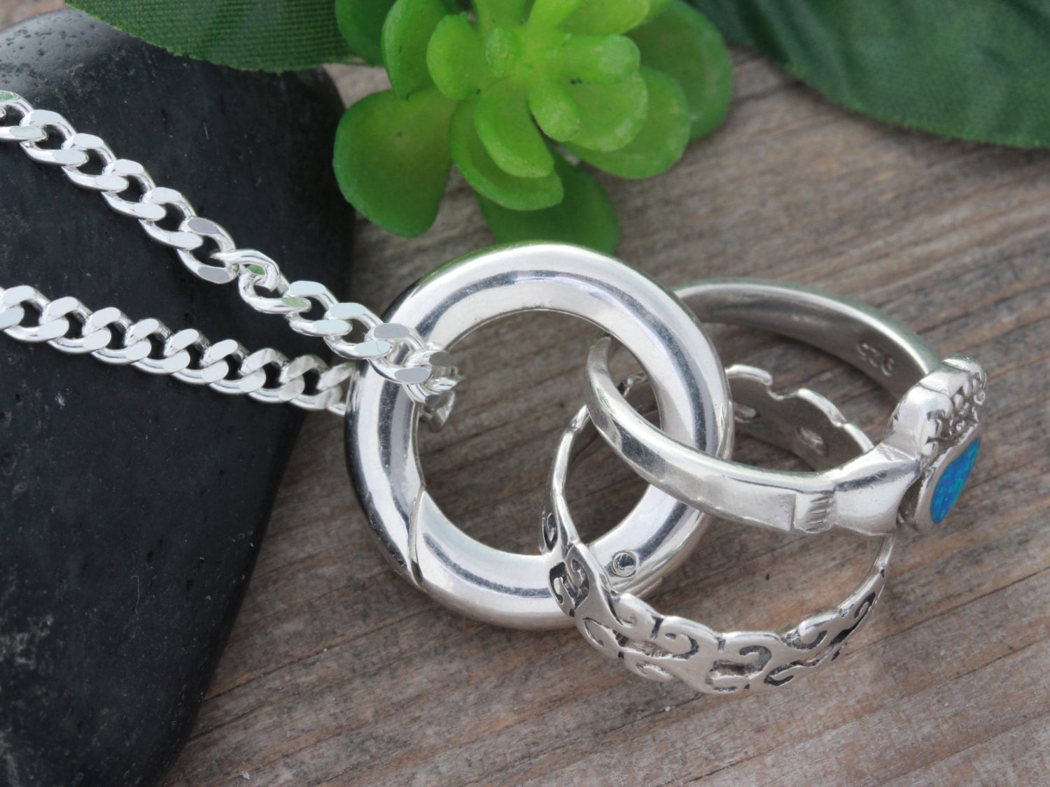Sterling Silver Ring Holder Necklace Mens Ring Holding
