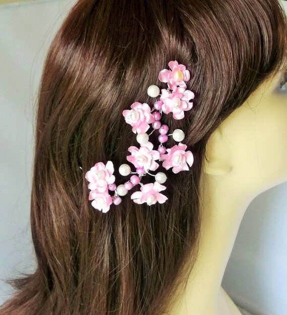 Cherry Blossom Hair Vine Flower Headpiece Bridal Hairpiece