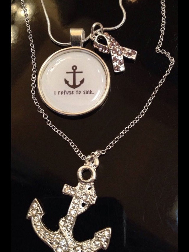 I Refuse to Sink Anchor Necklace Pink by RockYourCauseJewelry