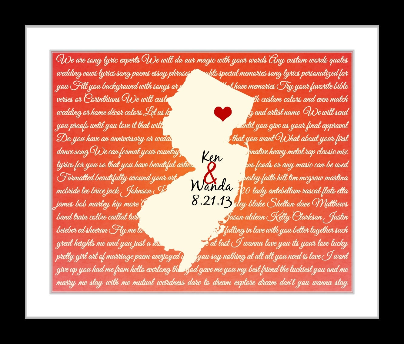 New jersey wall art 4th anniversary gifts for men new jersey