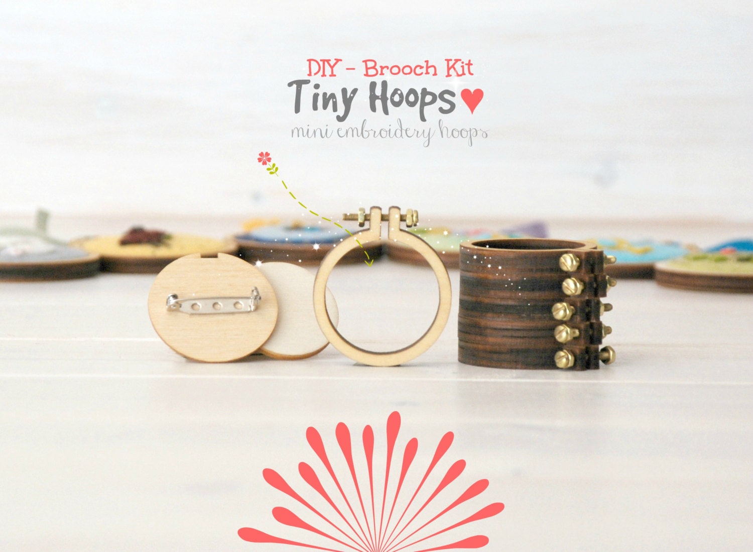 Diy brooch kit mini embroidery hoop frame with brooch Diy brooch kit mini embroidery hoop frame with brooch