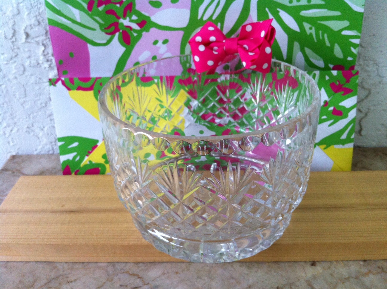 Vintage Cut Crystal Round Straight Side Low Pedestal Master Cutter