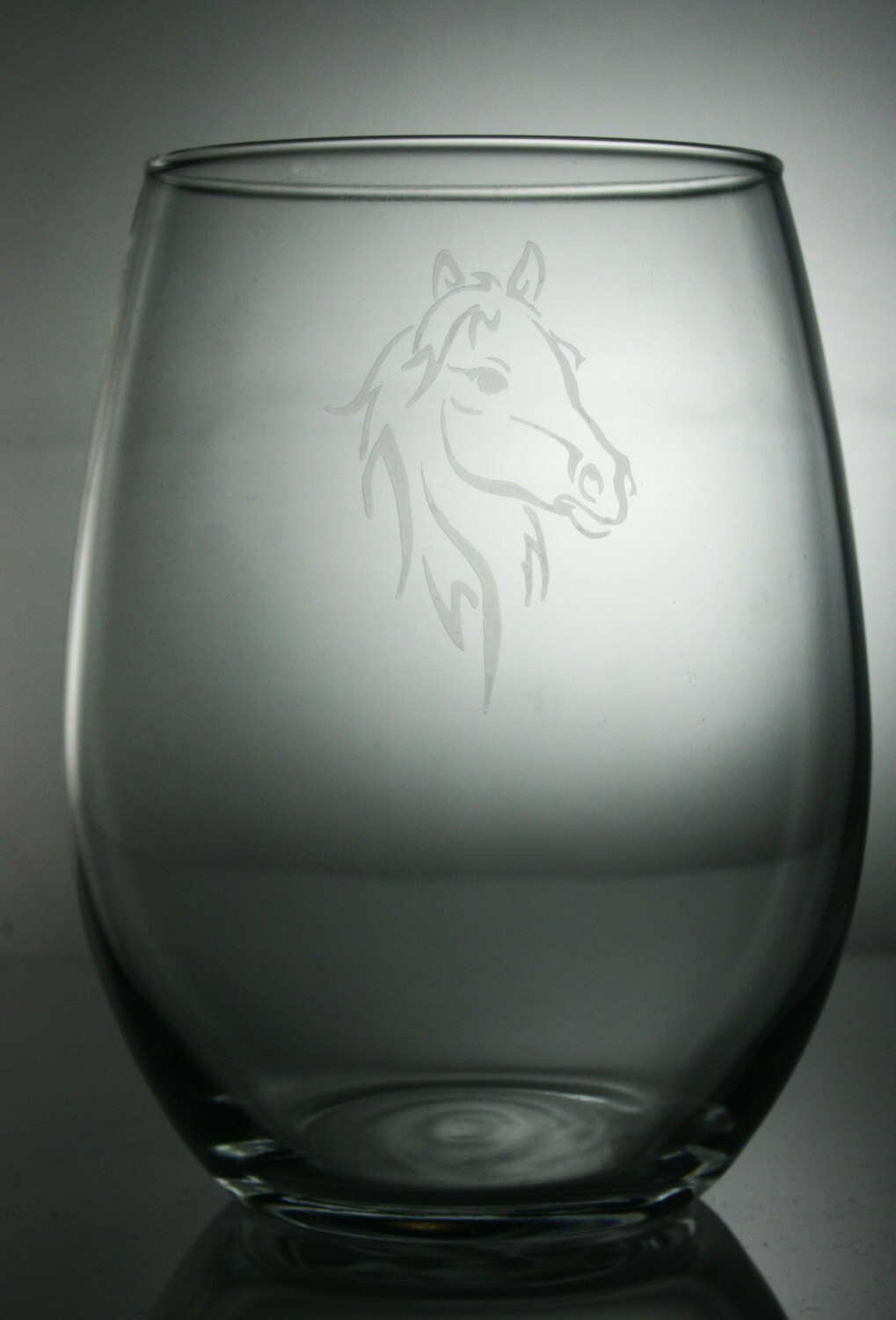 horse etched glass etched wine glass customized wine