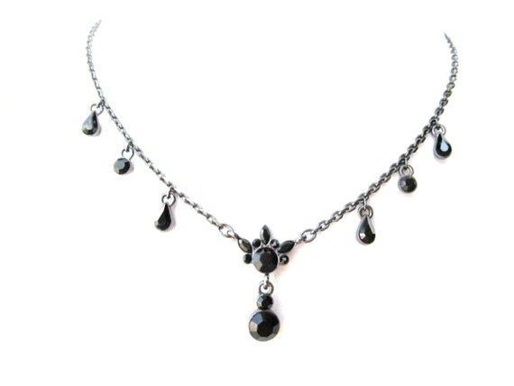 Vintage Givenchy black crystal necklace by lolatrail on Etsy