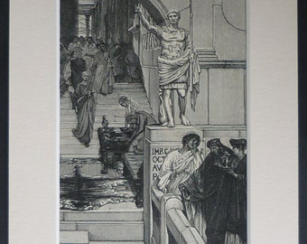 1880s Antique Roman Empire Print by Lawrence Alma-Tadema - Marcus Vipsanius Agrippa Art - Available Framed - Victorian Engraving - Roman Art
