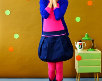 Retro 60ies Tulip skirt "Blue with PINK"