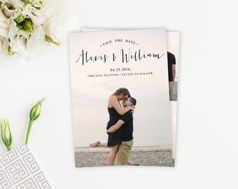 Custom Simple Handwritten Photo Save The Date Card, Postcard, Magnet, Script Font