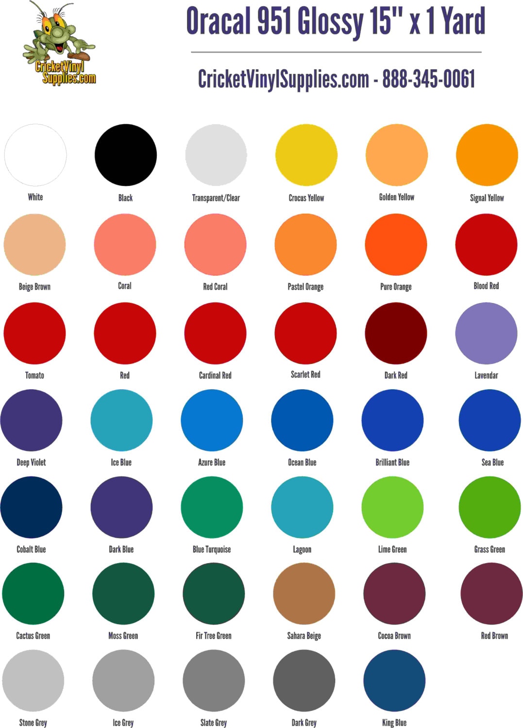 Oracal 951 Glossy Marine Vinyl 15 inch x 1 by CricketVinylSupplies