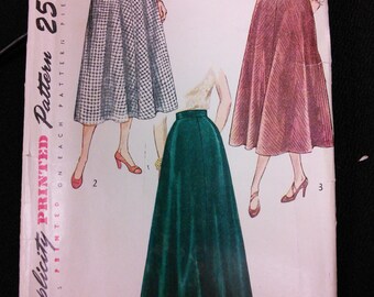 Simplicity 2666 Maxi Flare Skirt Classic 4-Gore Vintage Sewing Pattern 1940s 40s Size 26
