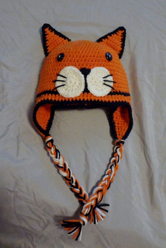 Items similar to Orange Cat, crochet hat on Etsy