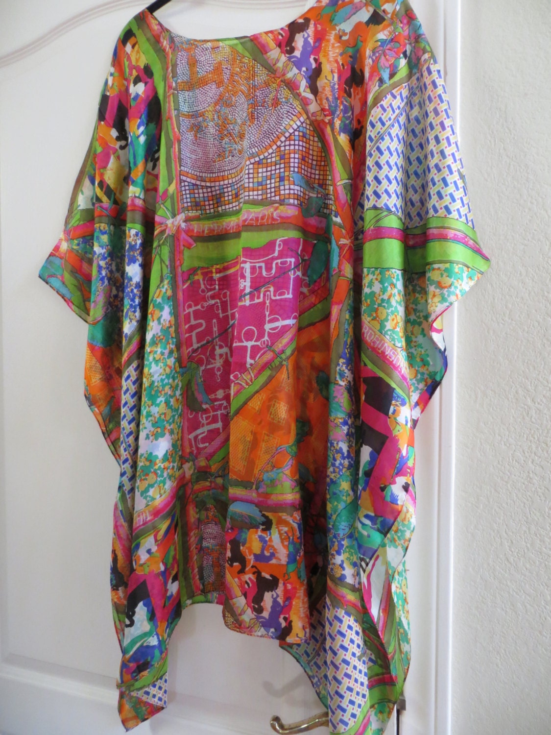 Hermes Print 100 Silk Caftan Silk Tunic Silk Kaftan 