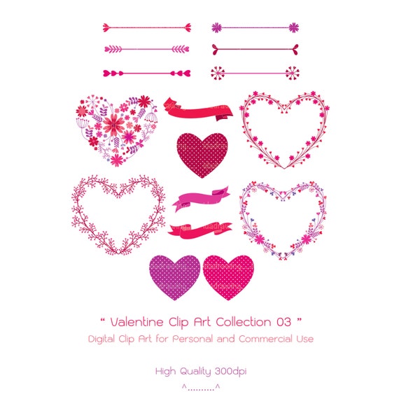 Valentine Clip Art Collection 03 Heart Wreath Floral