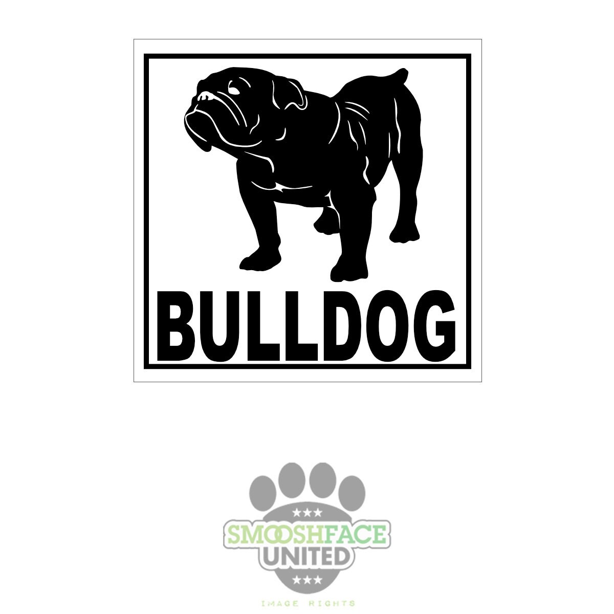 English bulldog vinyl decal car stickers square decal with