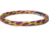 NEW-- yellow and pink spot pattern kumihimo bracelet with stainless steel magnetic clasp