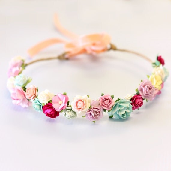 Floral  Flower Halo Garland  Rose flower  Pastel hens Crown  CLASSIC crowns Headpiece