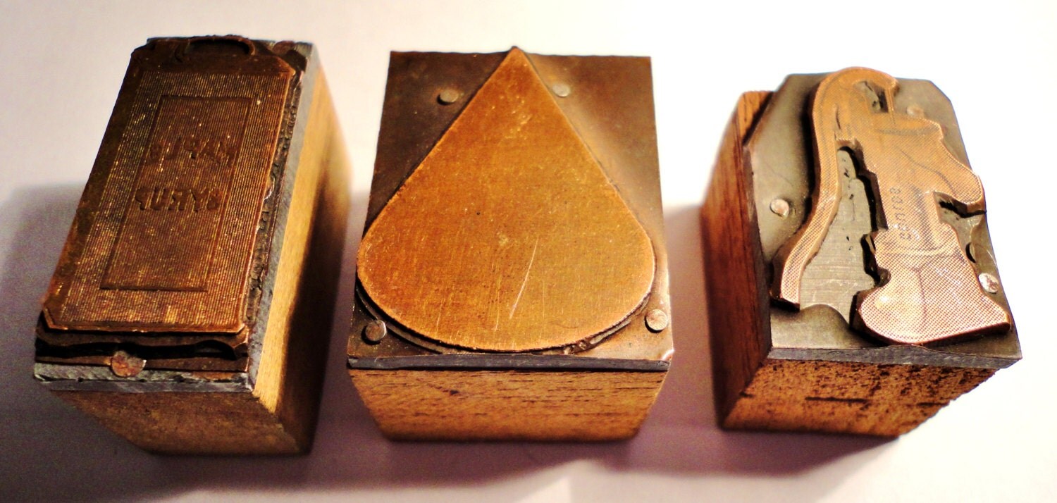 Your Choice: Antique Letterpress Blocks with Pictures/ Copper plate/ Advertisements